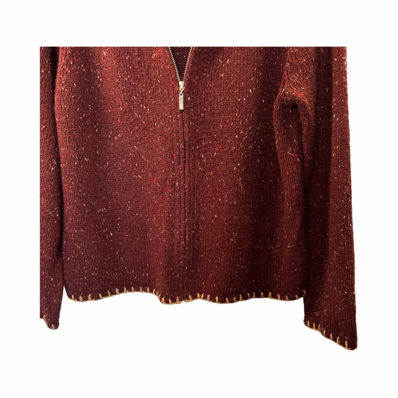 VTG Crazy Horse/liz Claiborne long sleeve zip up cardigan. Maroon. Size Large - Picture 3 of 9